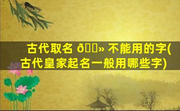 古代取名 🌻 不能用的字(古代皇家起名一般用哪些字)